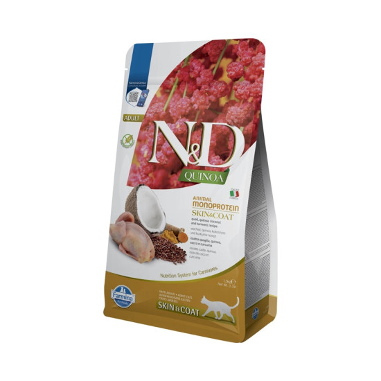 Farmina ND Quinoa Skin Coat Quail Coconut hrana dietetica pisici adulte 1.5 kg